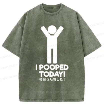Tokyo-Tiger I Pooped Today Washed T-Shirt