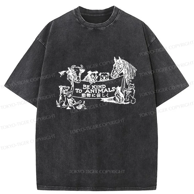 Tokyo-Tiger Be Kind To Animals Washed T-Shirt