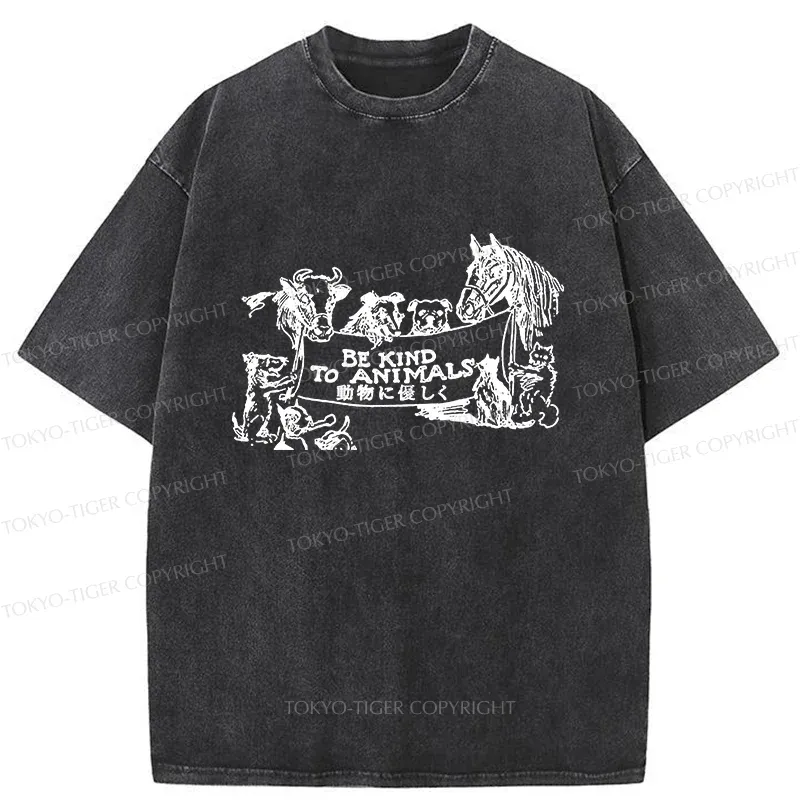 Tokyo-Tiger Be Kind To Animals Washed T-Shirt