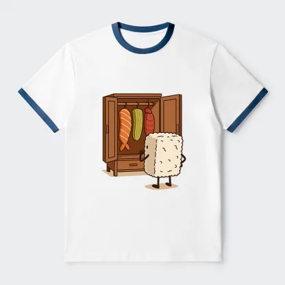 Tokyo-Tiger Sushi Pick Out Clothes Contrast Trim T-Shirt