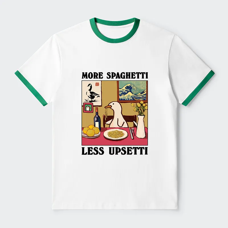 Tokyo-Tiger More Spaghetti Less Upsetti Goose Contrast Trim T-Shirt