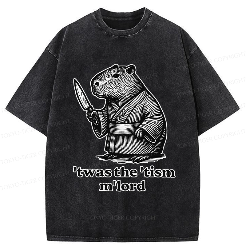 Tokyo-Tiger Focused Capybara Samurai Washed T-Shirt