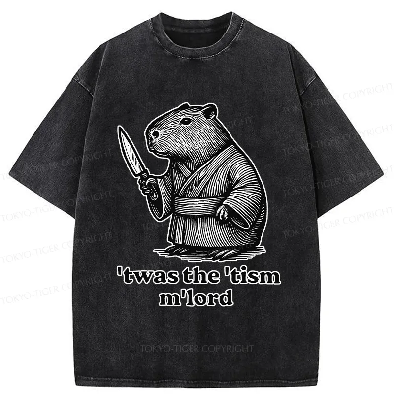 Tokyo-Tiger Focused Capybara Samurai Washed T-Shirt