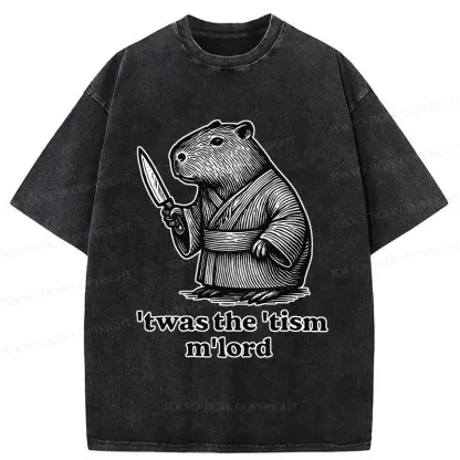 Tokyo-Tiger Focused Capybara Samurai Washed T-Shirt