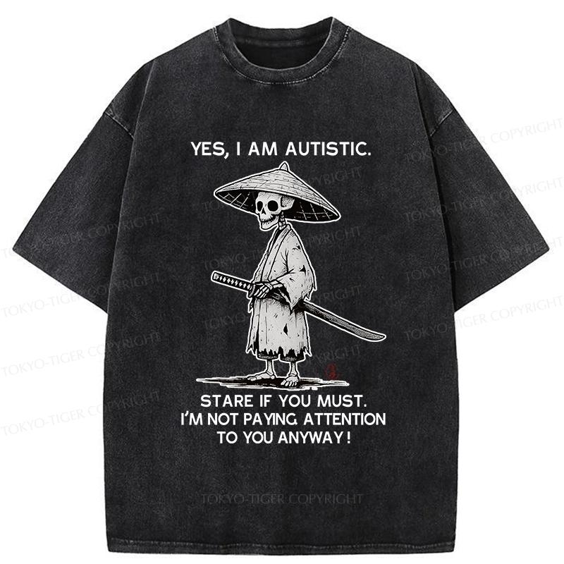 Tokyo-Tiger Samurai Skeleton Has Autistic Washed T-Shirt