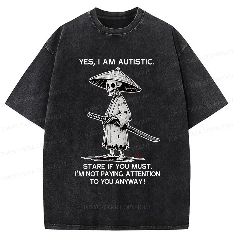 Tokyo-Tiger Samurai Skeleton Has Autistic Washed T-Shirt