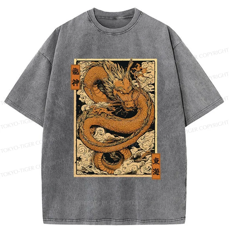 Tokyo-Tiger The Majestic Dragon God Washed T-Shirt
