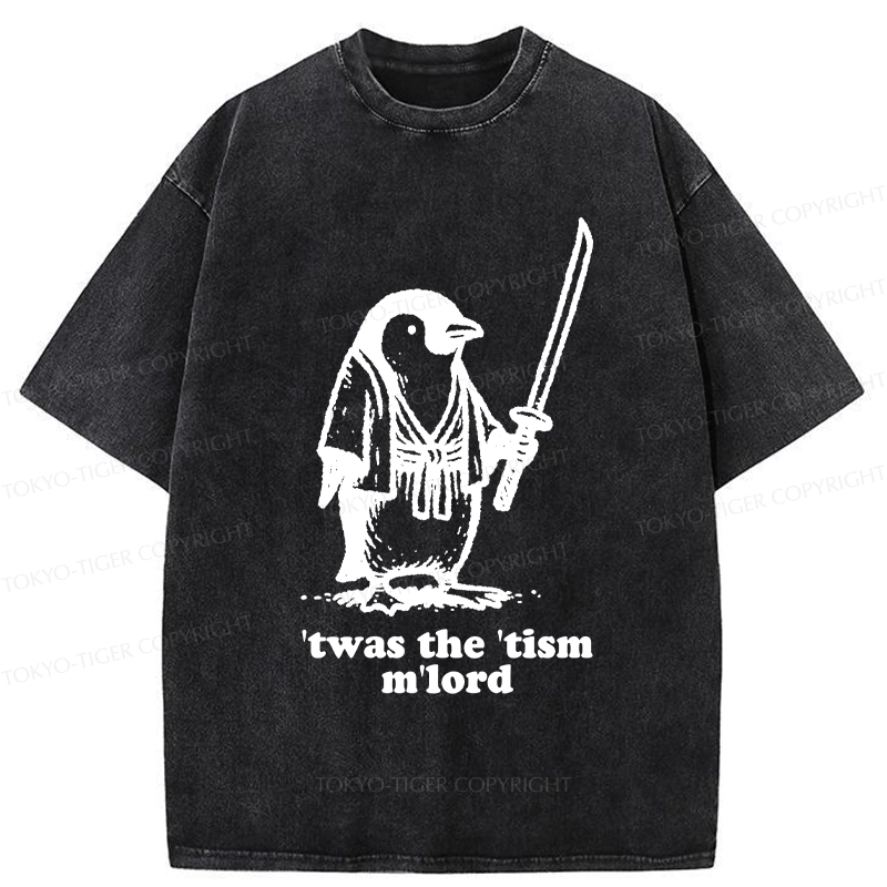 Tokyo-Tiger Focused Penguin Samurai Washed T-Shirt
