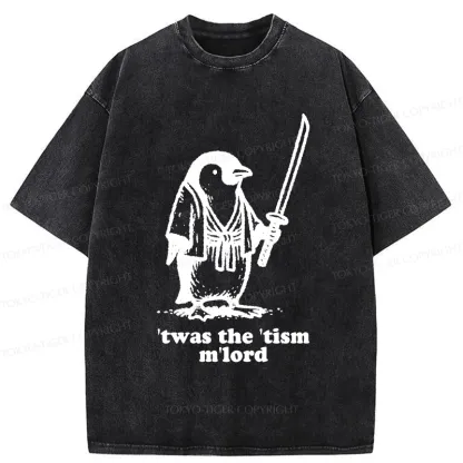 Tokyo-Tiger Focused Penguin Samurai Washed T-Shirt