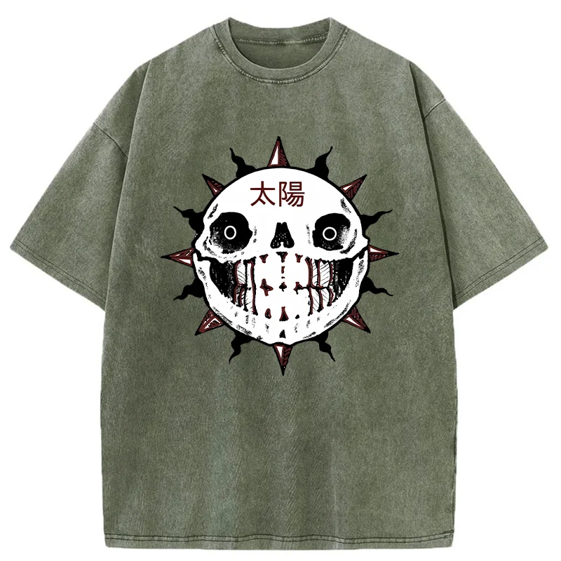 Tokyo-Tiger Horror Sun Skull Washed T-Shirt