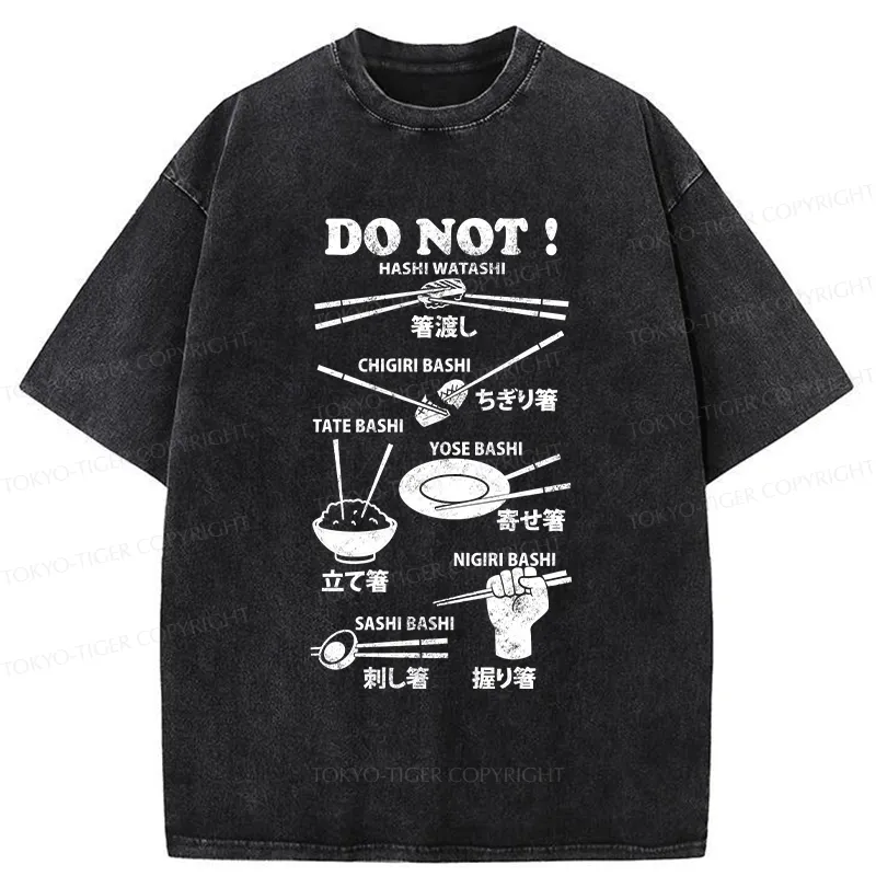 Tokyo-Tiger Chopstick Etiquette: What Not To Do Washed T-Shirt