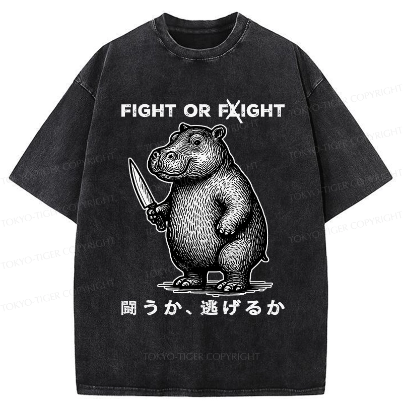 Tokyo-Tiger Fight Or Flight Moo Deng Washed T-Shirt