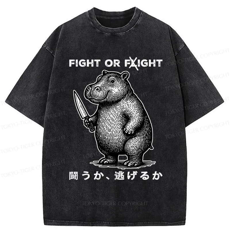 Tokyo-Tiger Fight Or Flight Moo Deng Washed T-Shirt