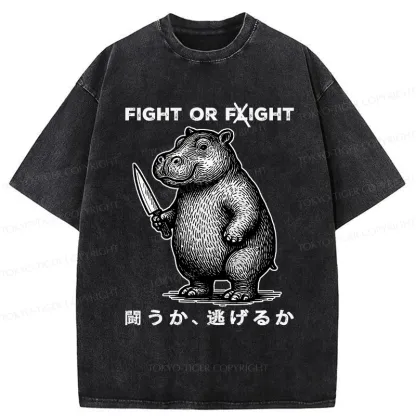 Tokyo-Tiger Fight Or Flight Moo Deng Washed T-Shirt