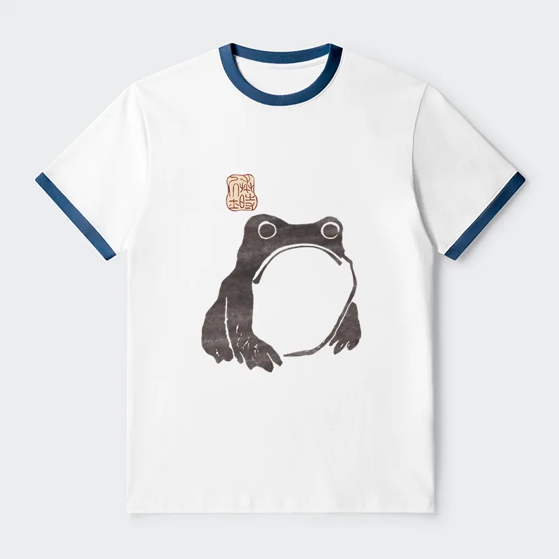 Tokyo-Tiger Matsumoto Hoji Woodblock Print Frog Contrast Trim T-Shirt