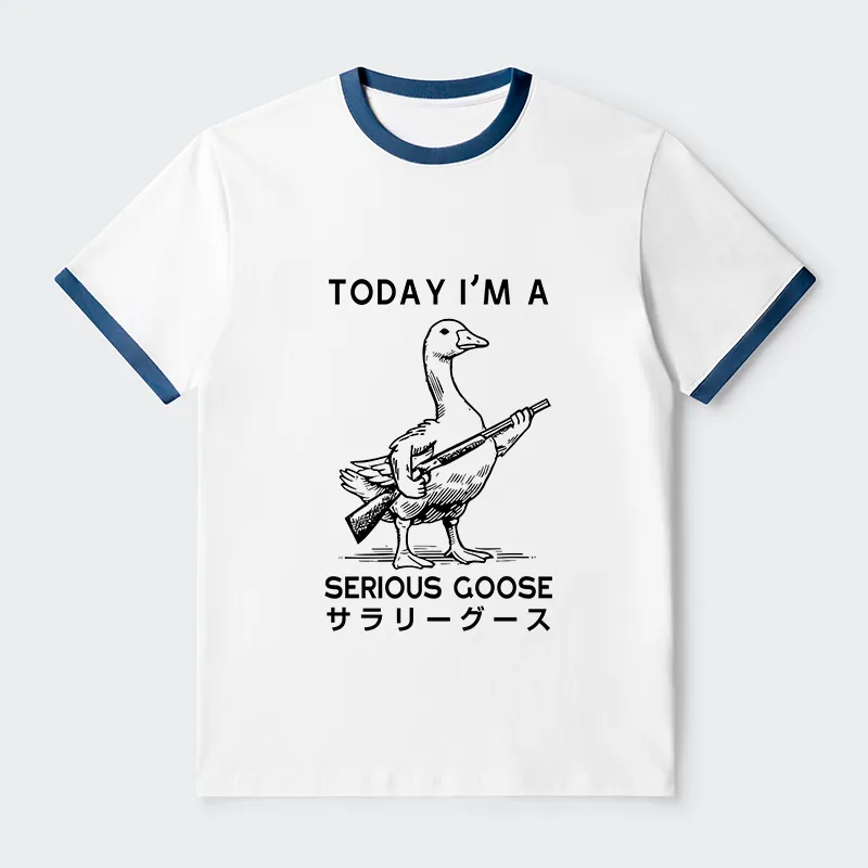 Tokyo-Tiger Serious Stupid Goose Contrast Trim T-Shirt