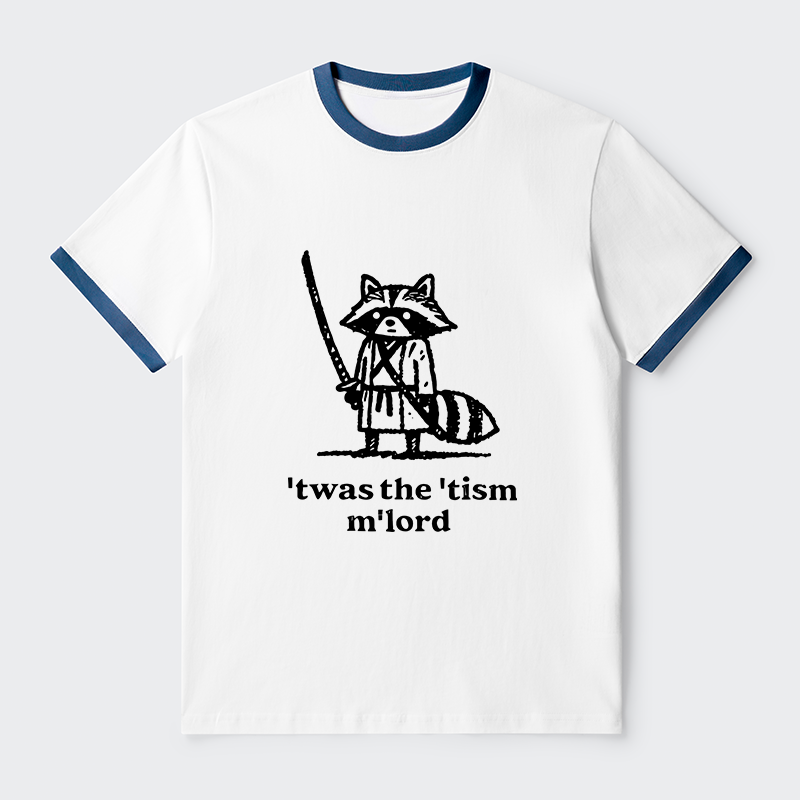 Tokyo-Tiger Focused Samurai Raccoon Contrast Trim T-Shirt