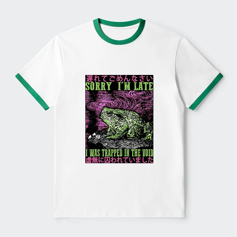 Tokyo-Tiger Frogs Trapped In The Void Contrast Trim T-Shirt