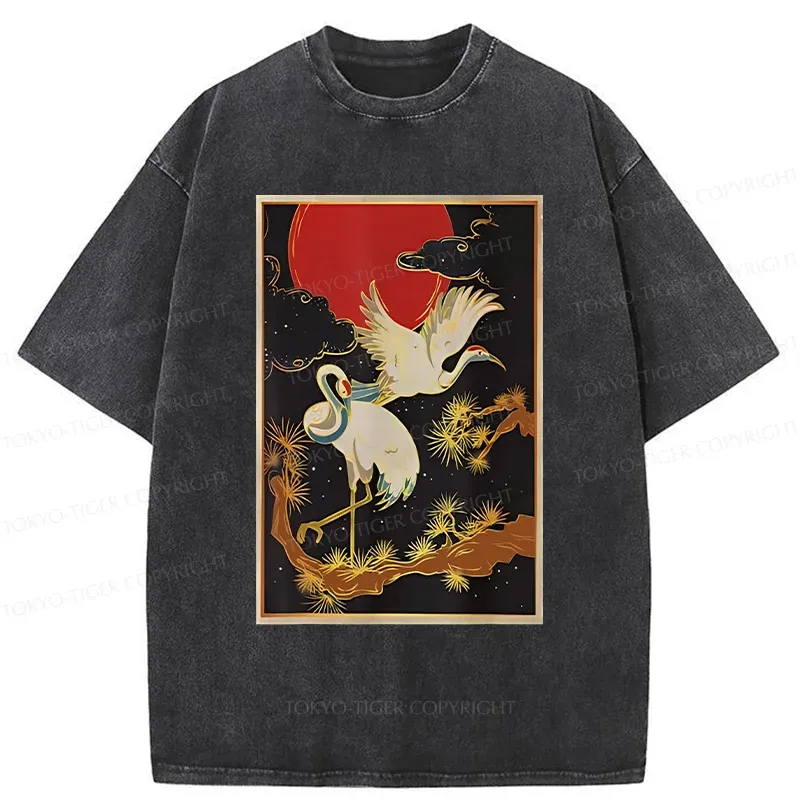 Tokyo-Tiger Vintage Japanese Crane Washed T-Shirt