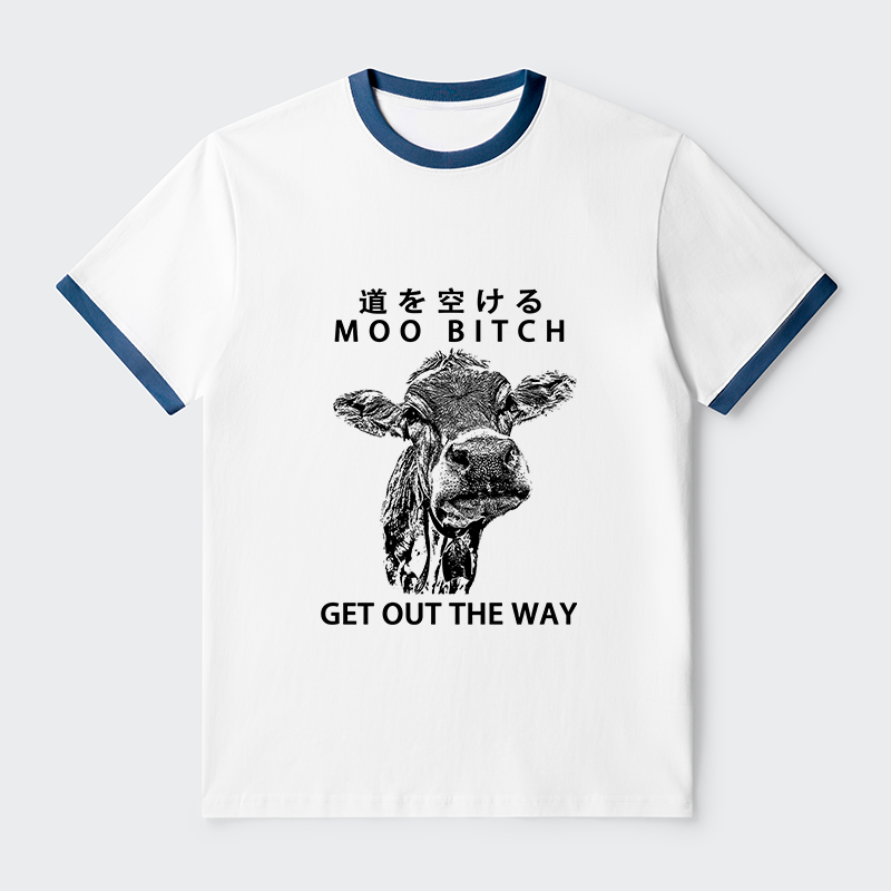 Tokyo-Tiger Funny Cow Contrast Trim T-Shirt