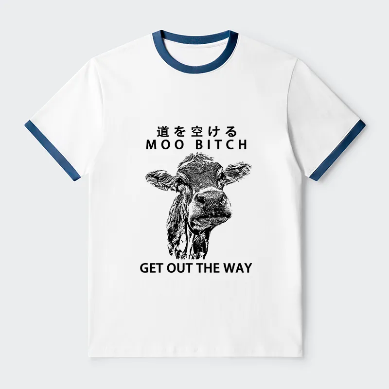 Tokyo-Tiger Funny Cow Contrast Trim T-Shirt