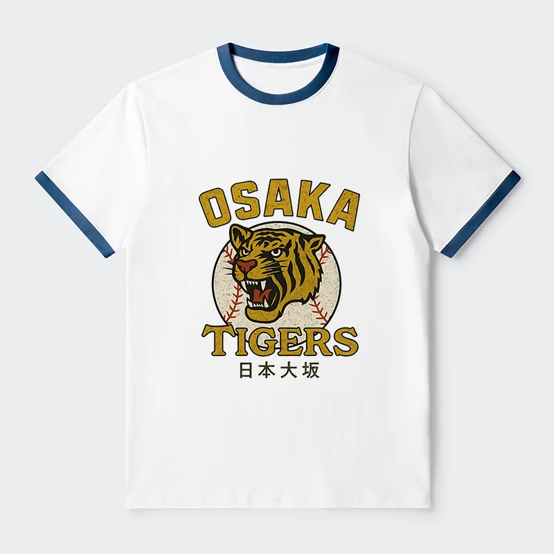 Tokyo-Tiger Funny Osaka Tigers Contrast Trim T-Shirt