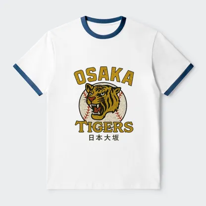 Tokyo-Tiger Funny Osaka Tigers Contrast Trim T-Shirt
