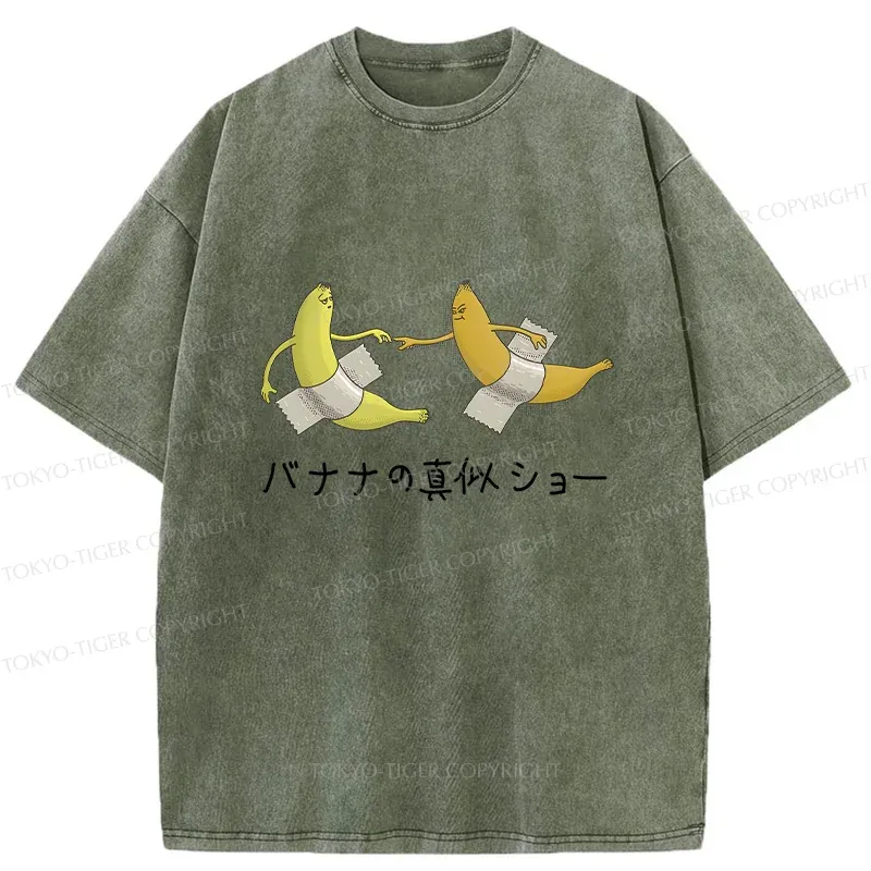 Tokyo-Tiger Banana Imitation Show Washed T-Shirt