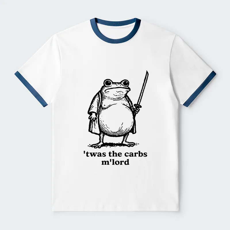 Tokyo-Tiger Funny Fat Samurai Frog Contrast Trim T-Shirt