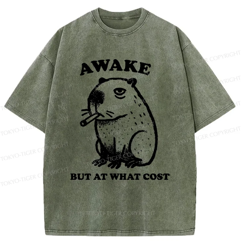 Tokyo-Tiger Smoking Capybara Washed T-Shirt