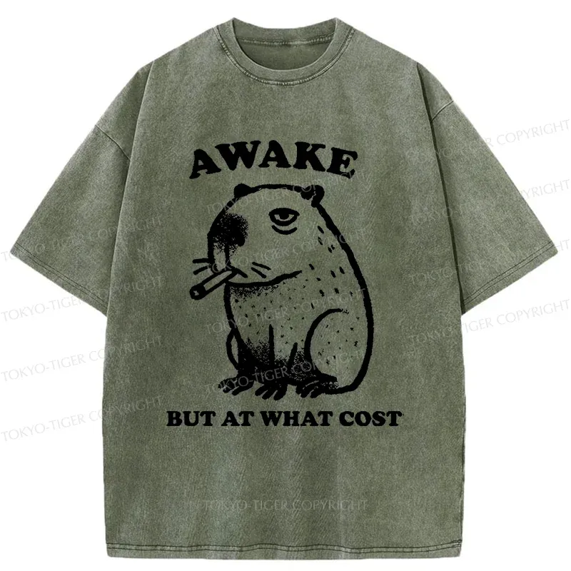 Tokyo-Tiger Smoking Capybara Washed T-Shirt