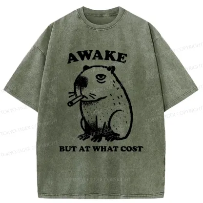 Tokyo-Tiger Smoking Capybara Washed T-Shirt