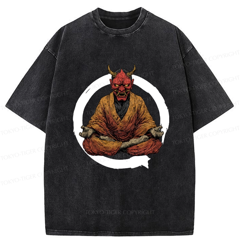 Tokyo-Tiger Zen Japanese Yokai Washed T-Shirt