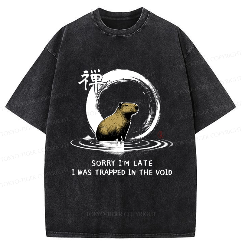 Tokyo-Tiger Zen Capybara Was Trapped In The Void Washed T-Shirt