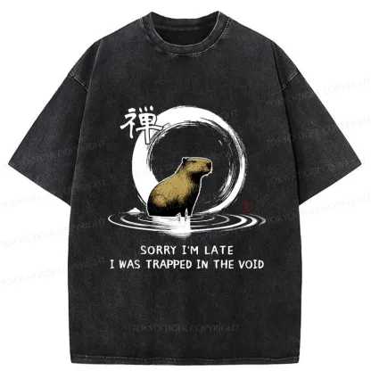 Tokyo-Tiger Zen Capybara Was Trapped In The Void Washed T-Shirt