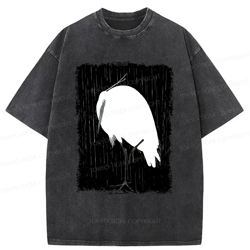 Tokyo-Tiger White Crane Washed T-Shirt