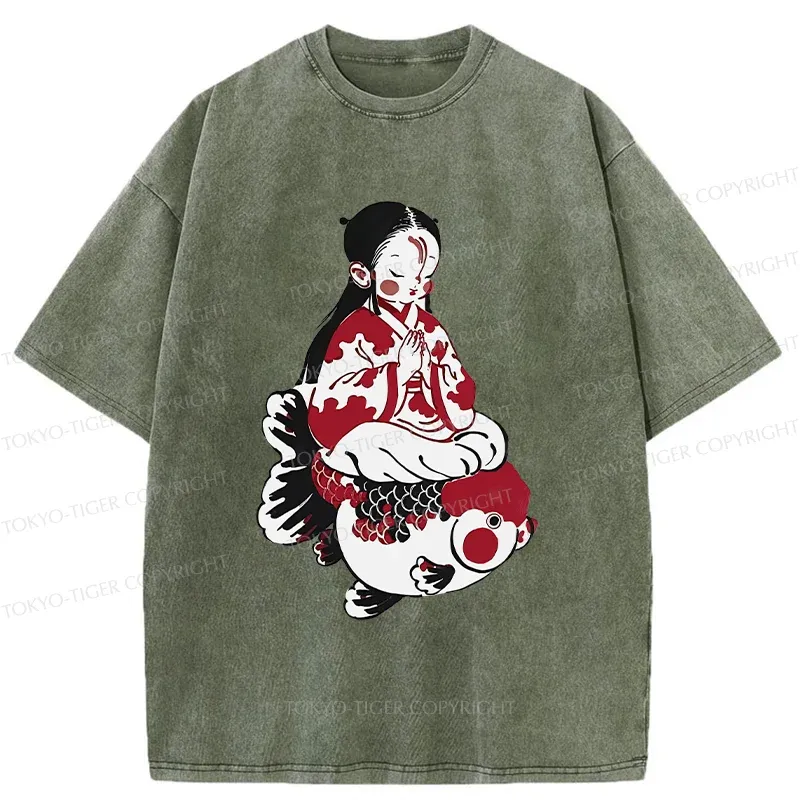 Tokyo-Tiger Retro Japanese Children Washed T-Shirt