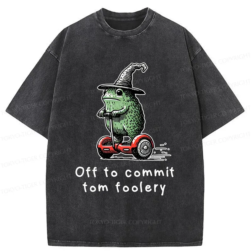 Tokyo-Tiger Frog Riding A Balance Scooter Washed T-Shirt