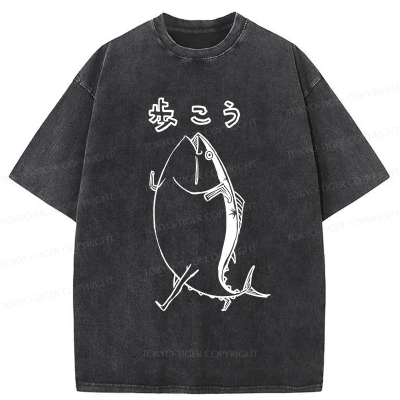 Tokyo-Tiger Walking Tuna Washed T-Shirt