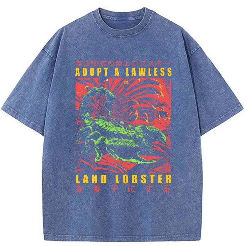 Tokyo-Tiger Adopting A Land Lobster Japanese Washed T-Shirt
