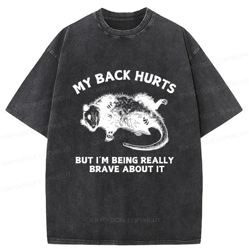 Tokyo-Tiger Opossum Lying Down Washed T-Shirt