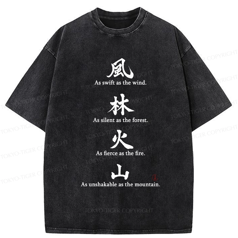Tokyo-Tiger Wind Forest Fire Mountain Kanji Washed T-Shirt