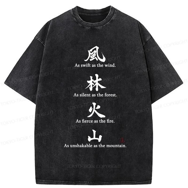 Tokyo-Tiger Wind Forest Fire Mountain Kanji Washed T-Shirt