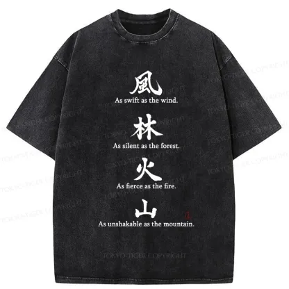 Tokyo-Tiger Wind Forest Fire Mountain Kanji Washed T-Shirt