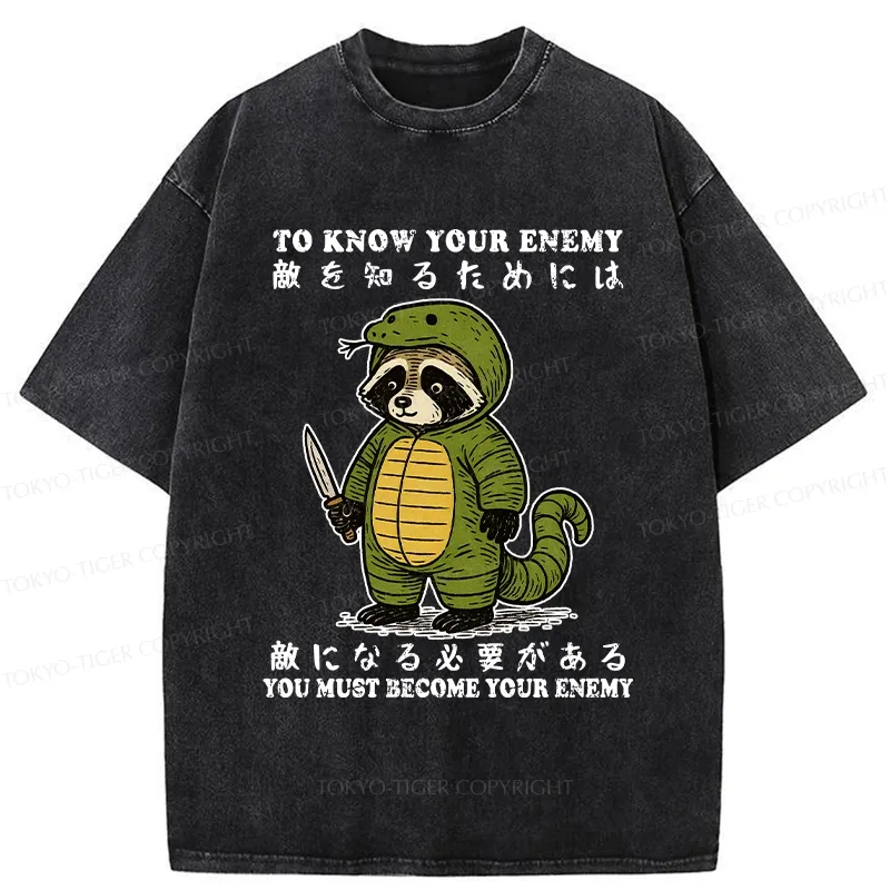 Tokyo-Tiger Raccoon Disguised As Enemy Washed T-Shirt