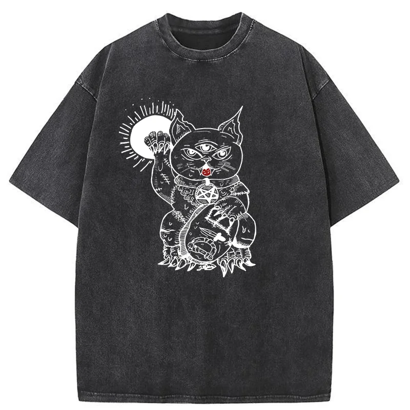Tokyo-Tiger Evil Lucky Cat Washed T-Shirt