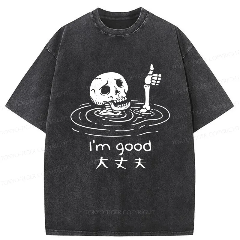 Tokyo-Tiger Drowned Skeleton Washed T-Shirt