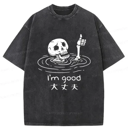 Tokyo-Tiger Drowned Skeleton Washed T-Shirt