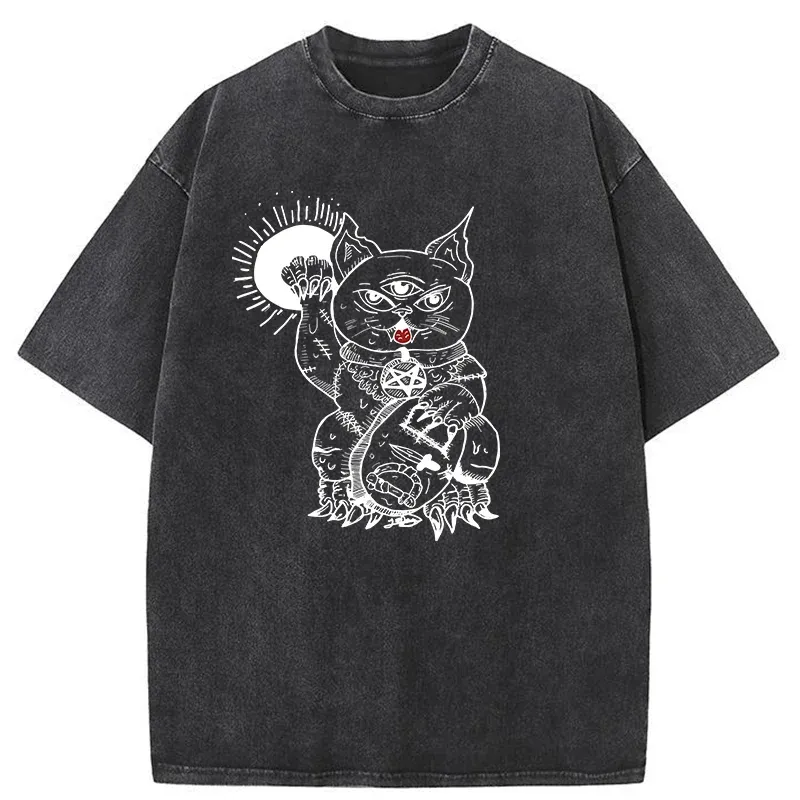 Tokyo-Tiger Evil Lucky Cat Washed T-Shirt
