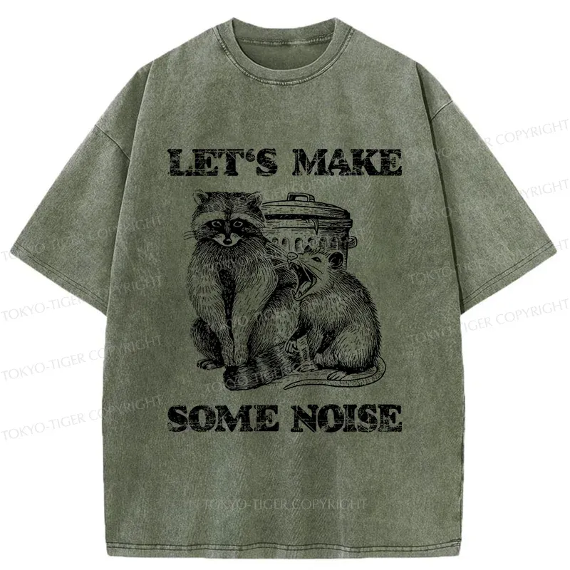 Tokyo-Tiger Noisy Raccoons And Possums Washed T-Shirt